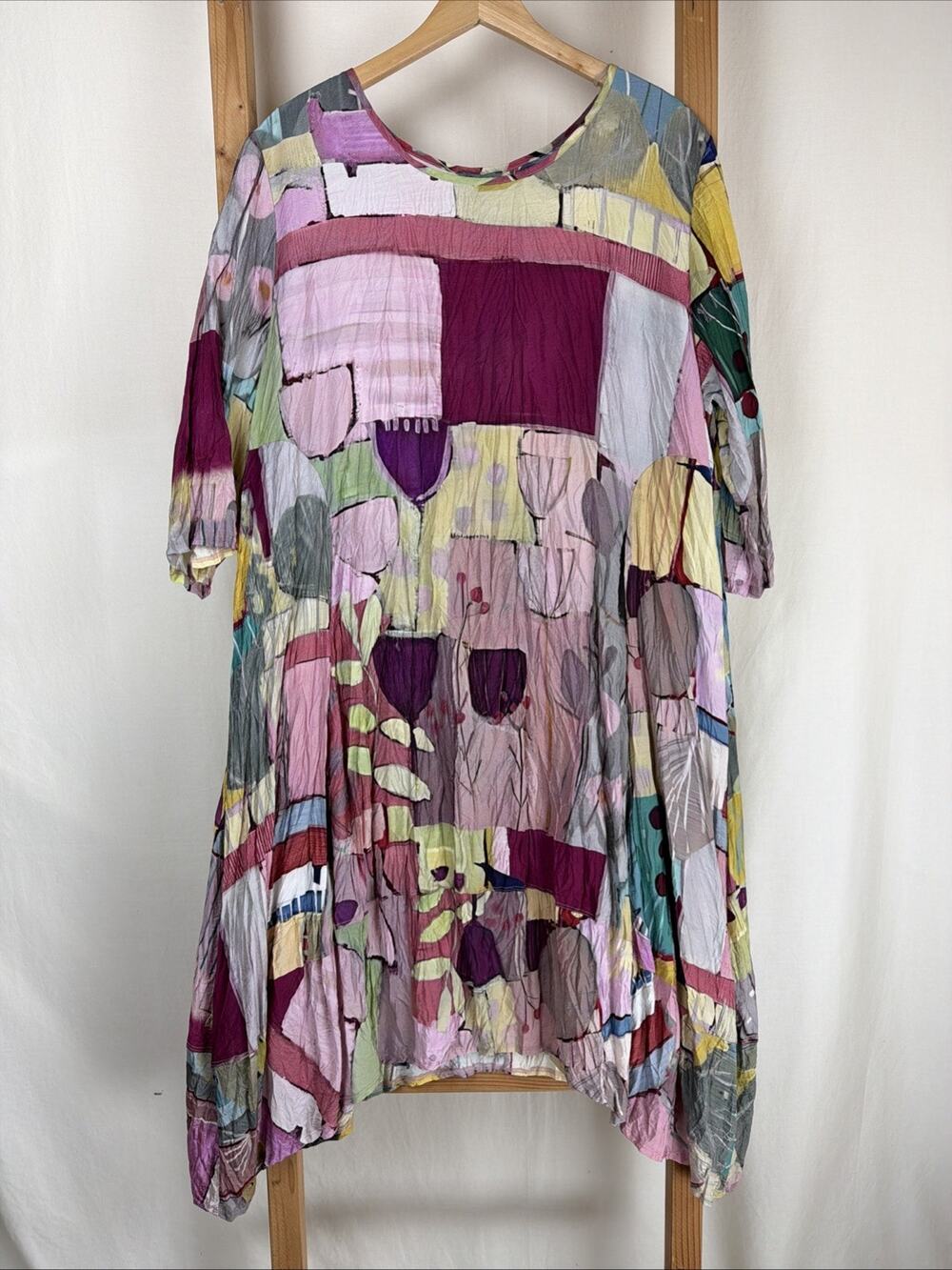 NWT Shana Multicolored Floral Pattern 3/4 Sleeve Maxi Dress #0882 XXL